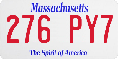 MA license plate 276PY7