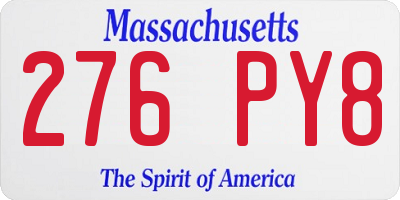 MA license plate 276PY8