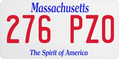 MA license plate 276PZ0