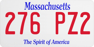 MA license plate 276PZ2