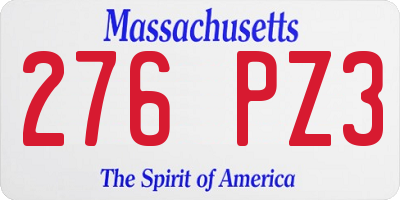 MA license plate 276PZ3