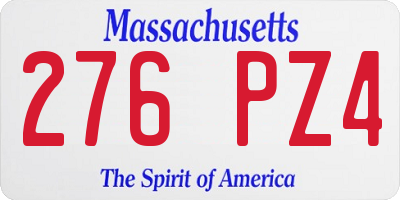MA license plate 276PZ4