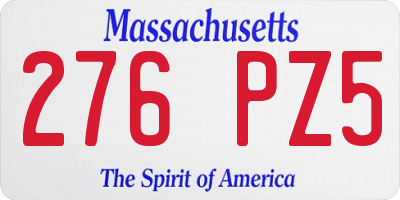 MA license plate 276PZ5