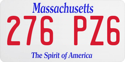 MA license plate 276PZ6