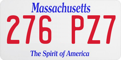 MA license plate 276PZ7