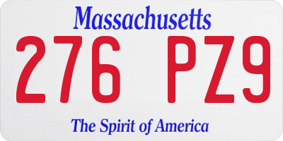 MA license plate 276PZ9