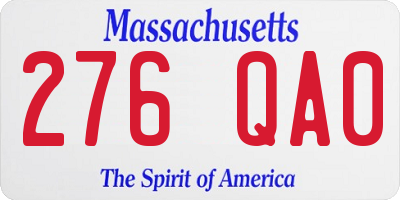 MA license plate 276QA0
