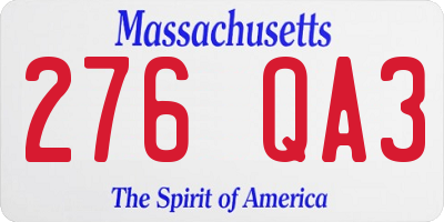 MA license plate 276QA3