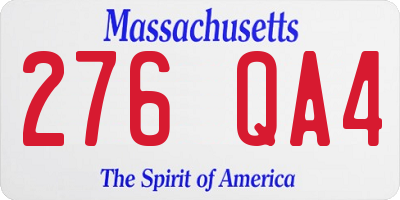 MA license plate 276QA4