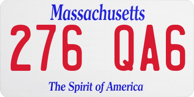 MA license plate 276QA6