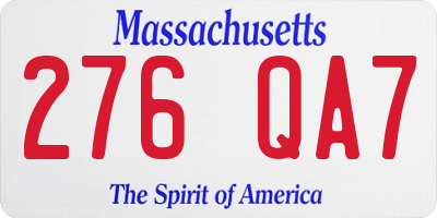 MA license plate 276QA7