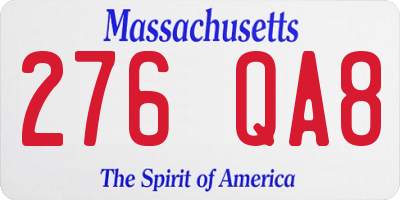 MA license plate 276QA8