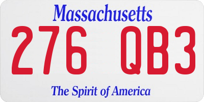 MA license plate 276QB3