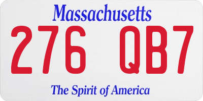 MA license plate 276QB7