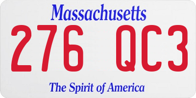 MA license plate 276QC3