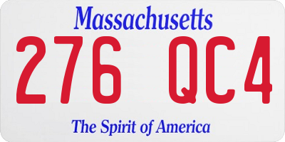 MA license plate 276QC4
