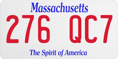 MA license plate 276QC7