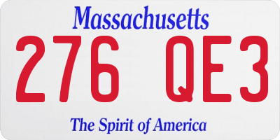 MA license plate 276QE3
