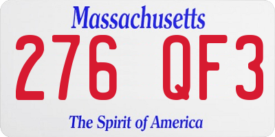 MA license plate 276QF3