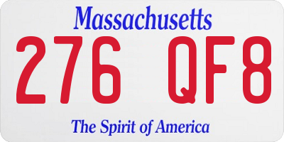 MA license plate 276QF8