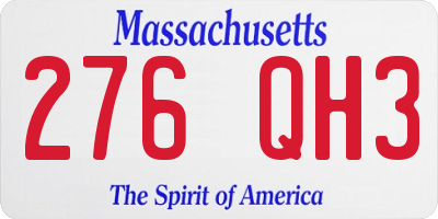 MA license plate 276QH3