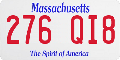 MA license plate 276QI8