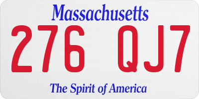 MA license plate 276QJ7
