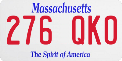 MA license plate 276QK0