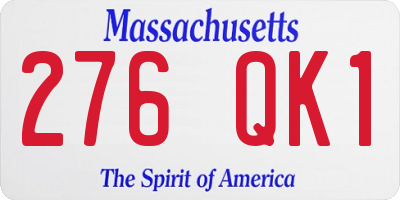 MA license plate 276QK1