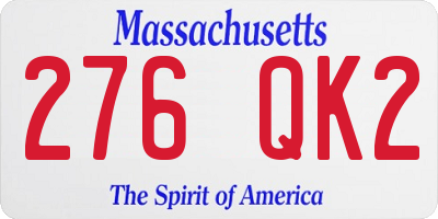 MA license plate 276QK2