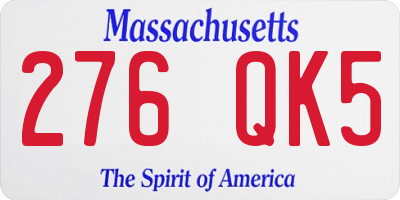 MA license plate 276QK5