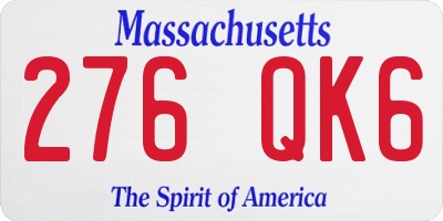 MA license plate 276QK6