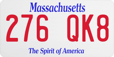 MA license plate 276QK8