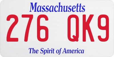 MA license plate 276QK9