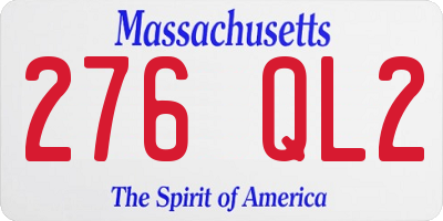 MA license plate 276QL2