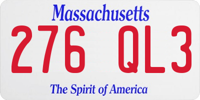 MA license plate 276QL3