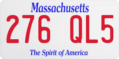 MA license plate 276QL5