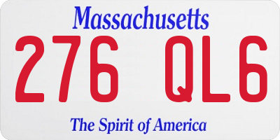 MA license plate 276QL6
