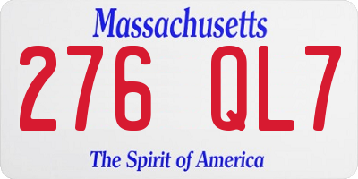 MA license plate 276QL7