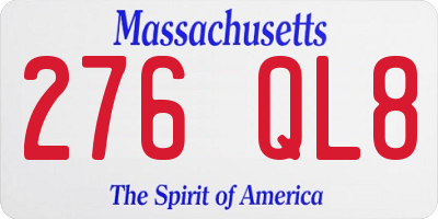 MA license plate 276QL8