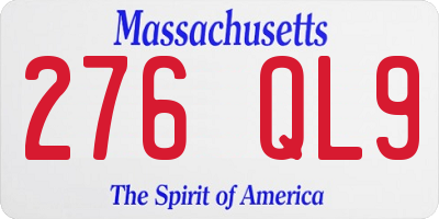 MA license plate 276QL9