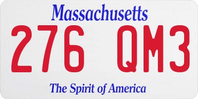 MA license plate 276QM3