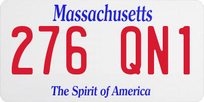 MA license plate 276QN1