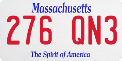 MA license plate 276QN3