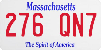 MA license plate 276QN7