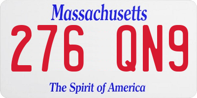 MA license plate 276QN9