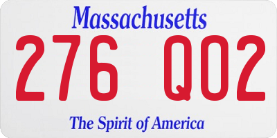 MA license plate 276QO2
