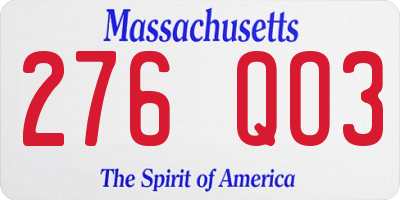 MA license plate 276QO3