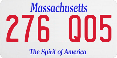 MA license plate 276QO5