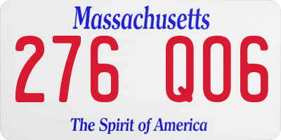 MA license plate 276QO6